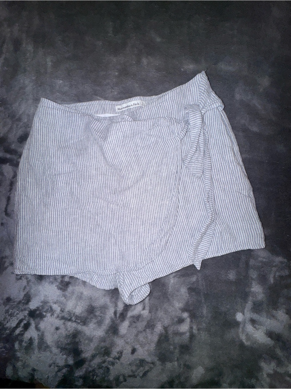 Abercrombie & Fitch Light Blue Pinstripe Wrap Skort